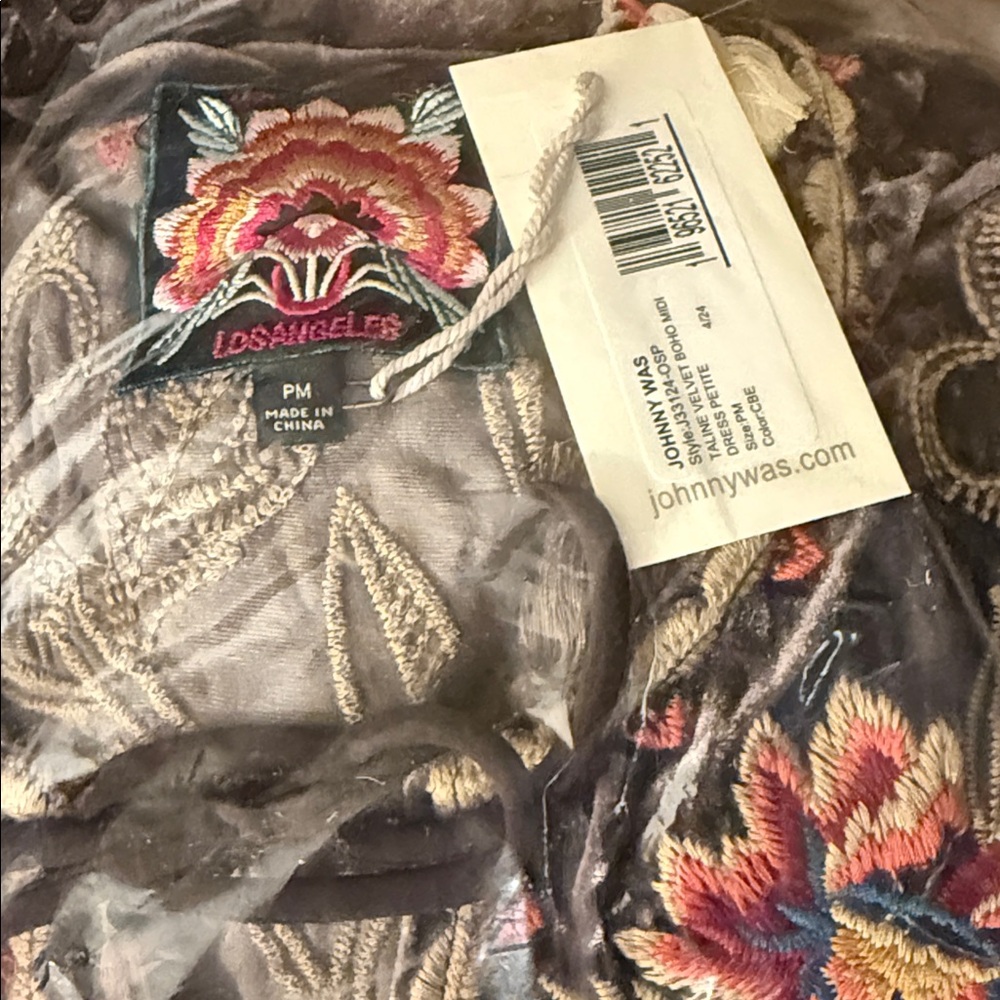Johnny Was “Taline Velvet Midi Dress” in coffee bean brown. New with tags. - Picture 12 of 12